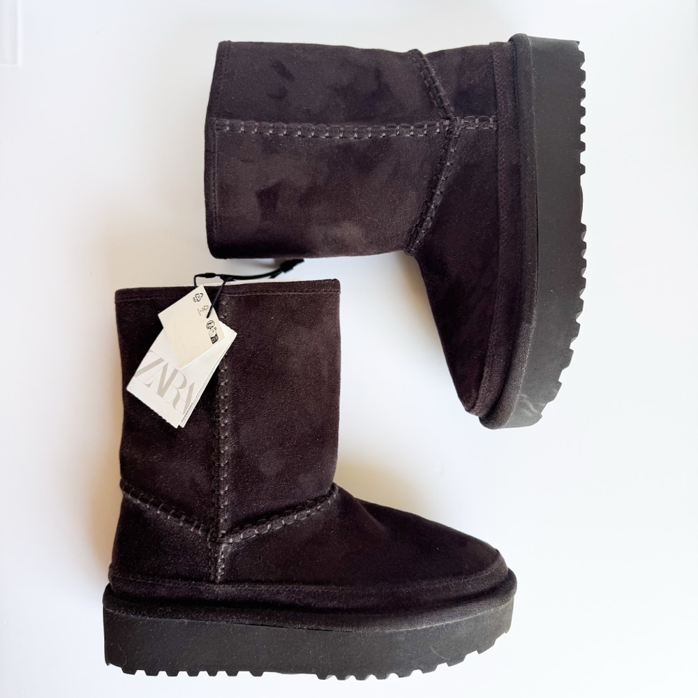 Zara Platform Ankle Winter Boots Size 6
